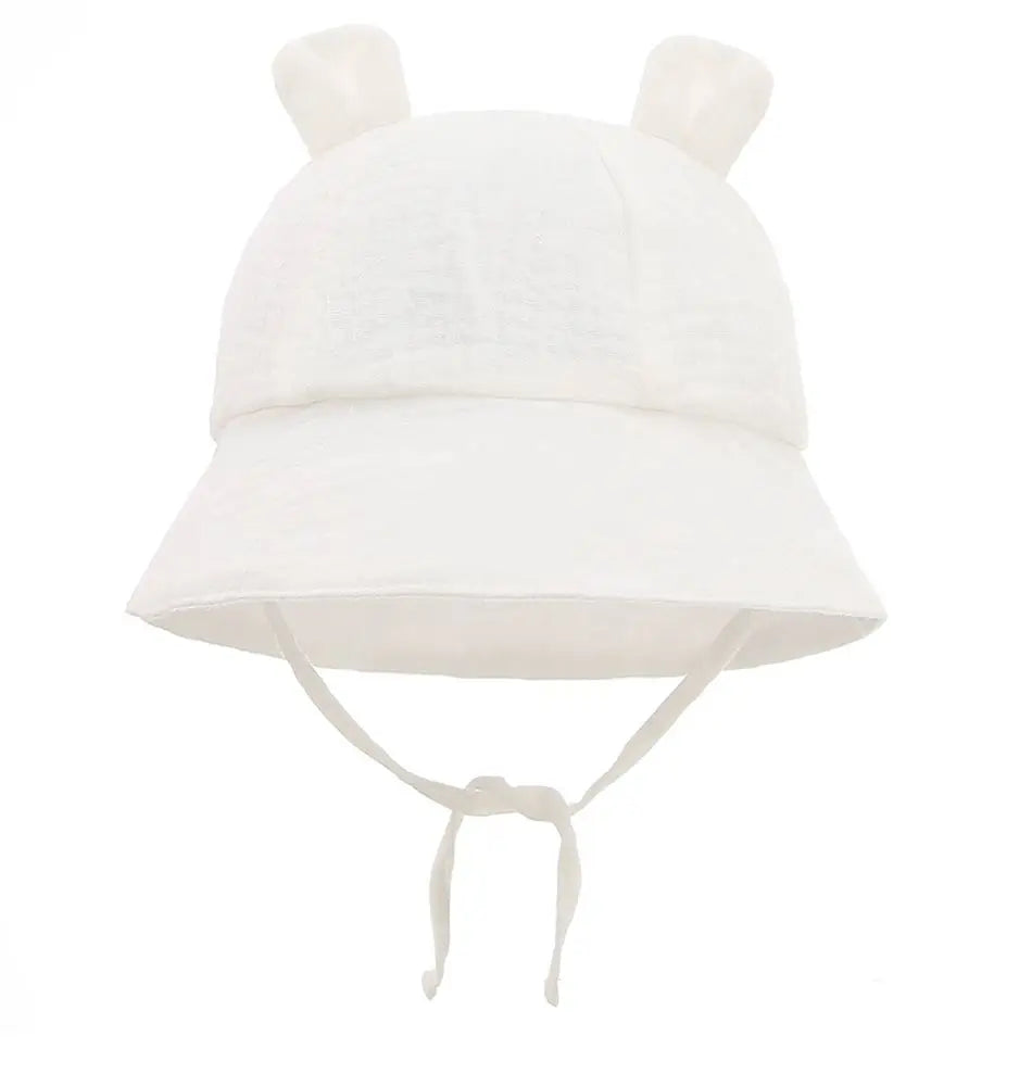 Soft Cotton Baby Sun Hat With Ears Cute Bunny Newborn Boys Girls Bucket Hat Summer Kids Toddler Panama Cap 0 to 12 Months