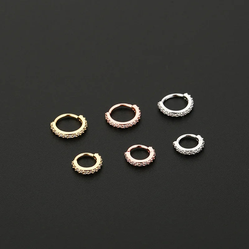 Cubic Zircon Fake Nose Ring for Women Stainless Steel Round Cartilage Tragus Helix Ear Nose Piercing Falso Nariz Body Jewelry