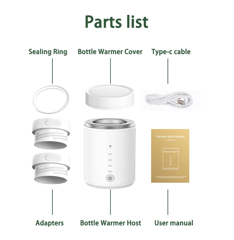 BornBL N1 Portable Bottle Warmer Travel Baby Bottle Warmer for Breastmilk On The Go Travel Bottle Warmer Leak-Proof
