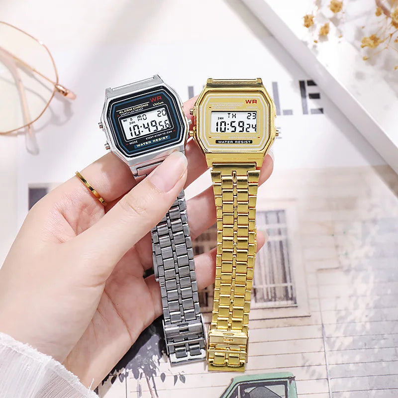 Luxury Rose Gold Women Watches Electronic Digital Display Retro Style Clock Men's Relogio Masculin Reloj Hombre homme