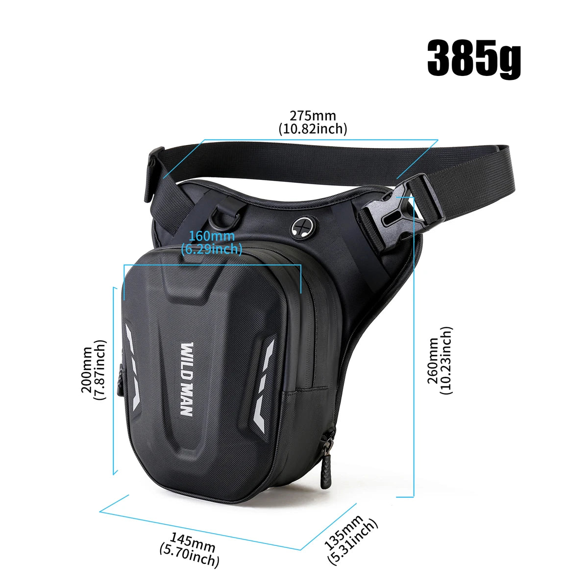 WILD MAN Motorcycle Leg Bag for Men - Riding Waist Bag, Biker Motorcycle Hard Shell Bag, Sports Messenger Bag, Travel Equipment