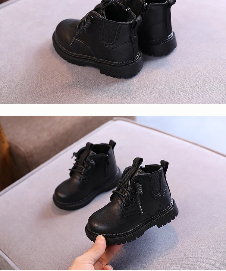 Kids Leather Chelsea Boots Waterproof Children Sneakers Beige Toddler Snow Boots Girl Winter Shoe Boy