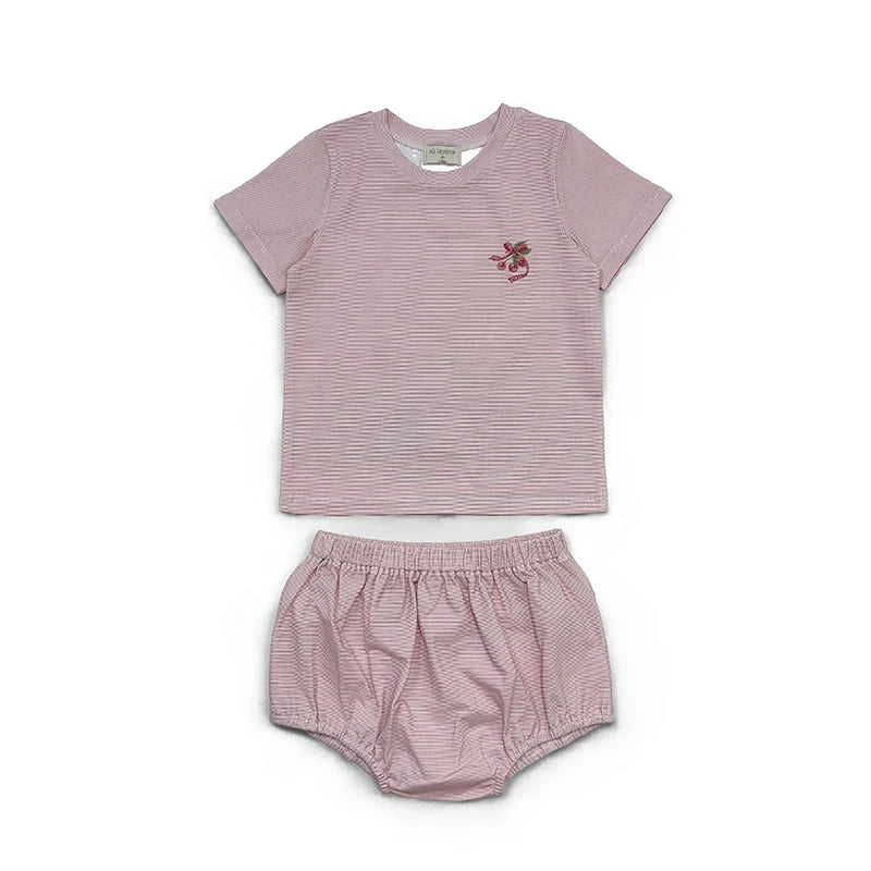 Ali Layette SS26 Striped And Cherry Collection Cotton Family Matching Hat  Blanket Rompers Sets