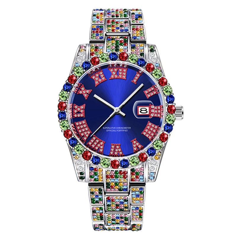 Luxury Watch sss Supply Men Fashion Alloy Band Hip Hop Diamond Big Brand Golden Date Quartz Wristwatch Montres de Marque de Luxe