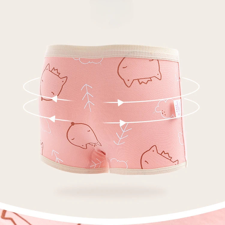 4PCS Girls Cotton Panties Summer Kid Thin Breathable Cartoon Briefs 2+y Young Children Underwears Toddler Antibacterial Knickers