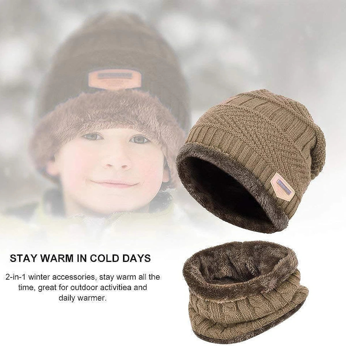 5-14 Years Kids Warm Knitted Hat Scarf Set Children Autumn Winter Hat Soft Knitted Cap Bonnet Infant Kids Hat For Boys Girls