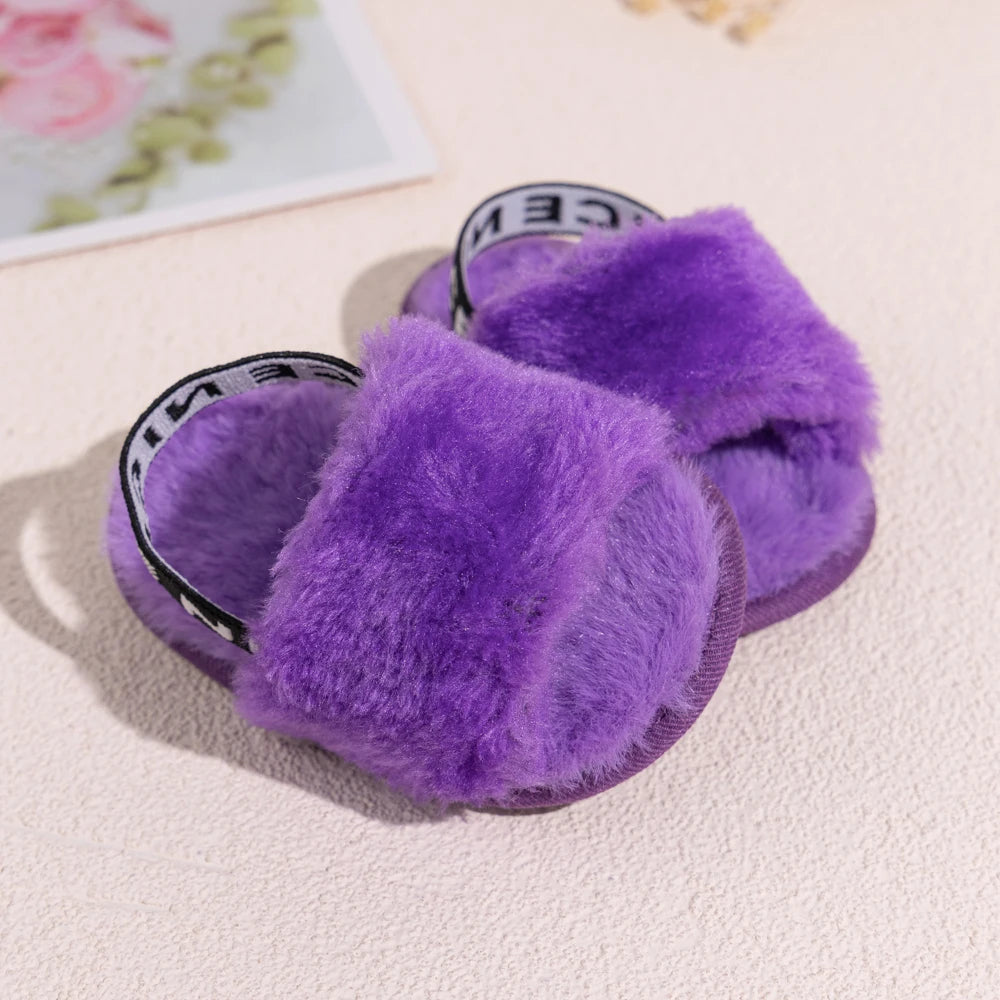 Hot Sale Soft Bottom Breathable Baby Shoes 0-18 Months Simple Elastic Walking Shoes Indoor Baby Girls Non-slip Fur Sandals