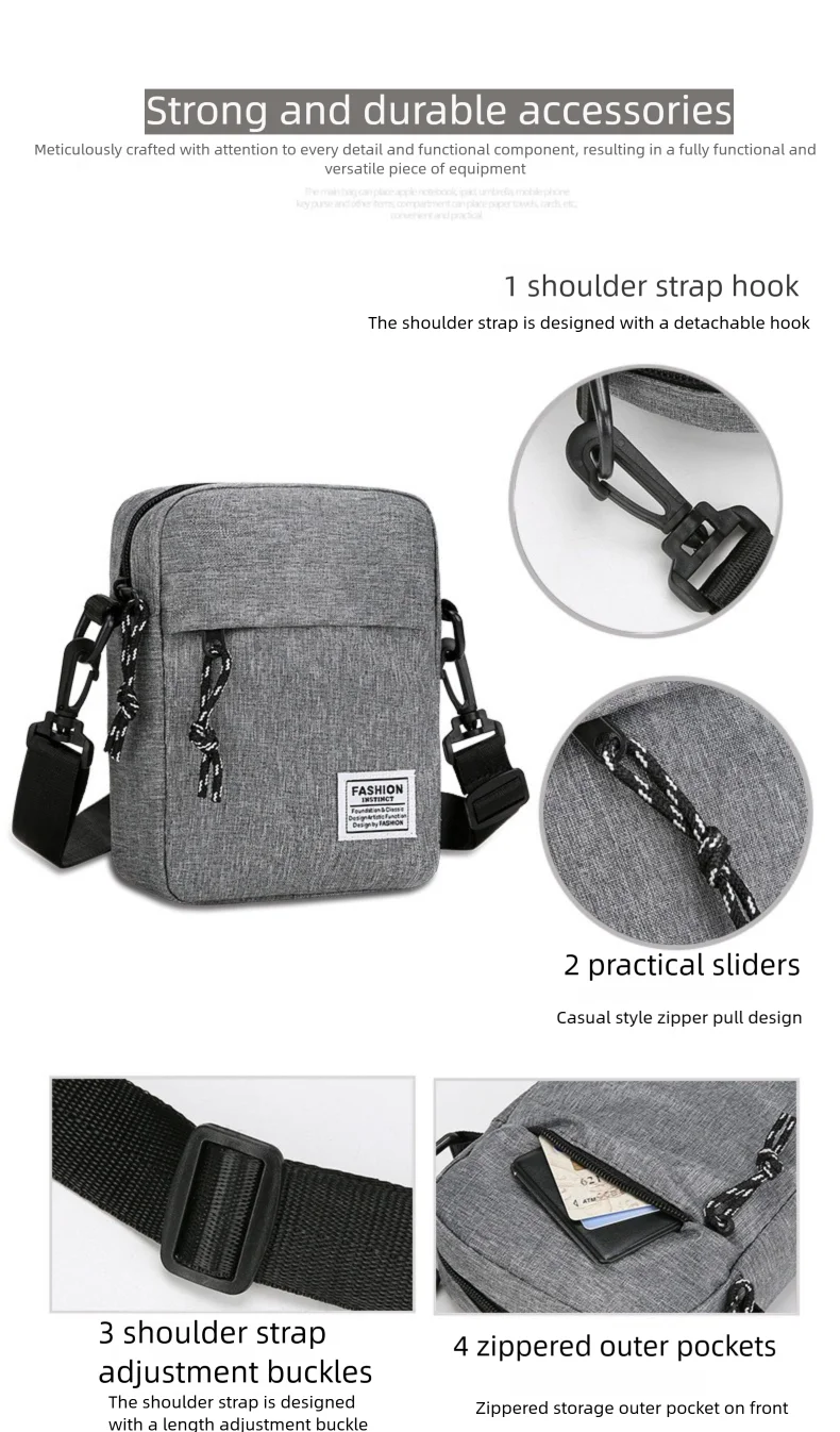 Men's bag, available in single shoulder or cross-body design, suitable for daily use during school. Made of nylon material.