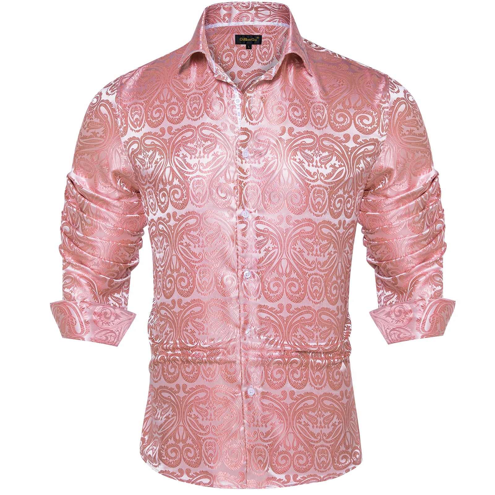 Luxury Men Dress Shirt Formal Prom Tuxedo Long Sleeve Polyester Golden Color Paisley Black Shirts Blouse Men Clothing