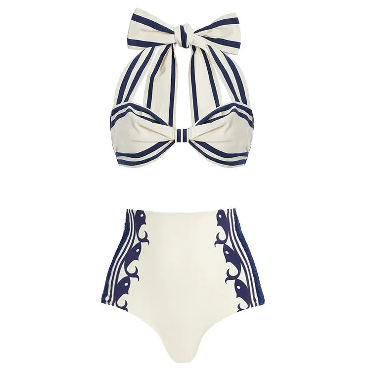 Women 3-Piece Swimwear Outfit High Waist Bikini Set Push Up Swimsuit Monokini Beachwear 2-Piece Bathing Suit Vocation Beachwear