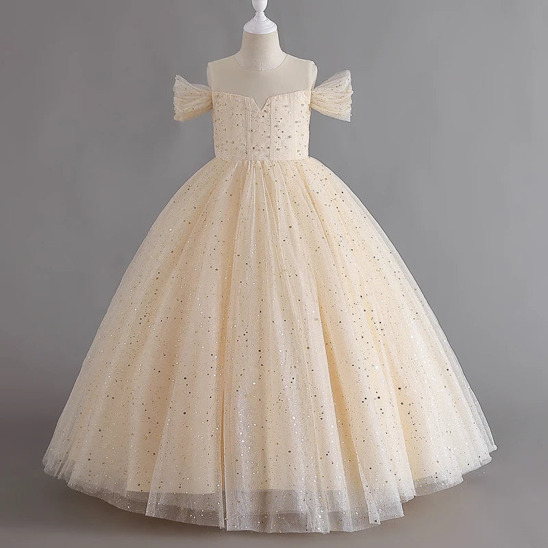 1308 Baby Dresses For Eid 2023 Girls' Sleeveless Mesh Puffy Princess Length Rainbow Skirt Dinner Piano Performance