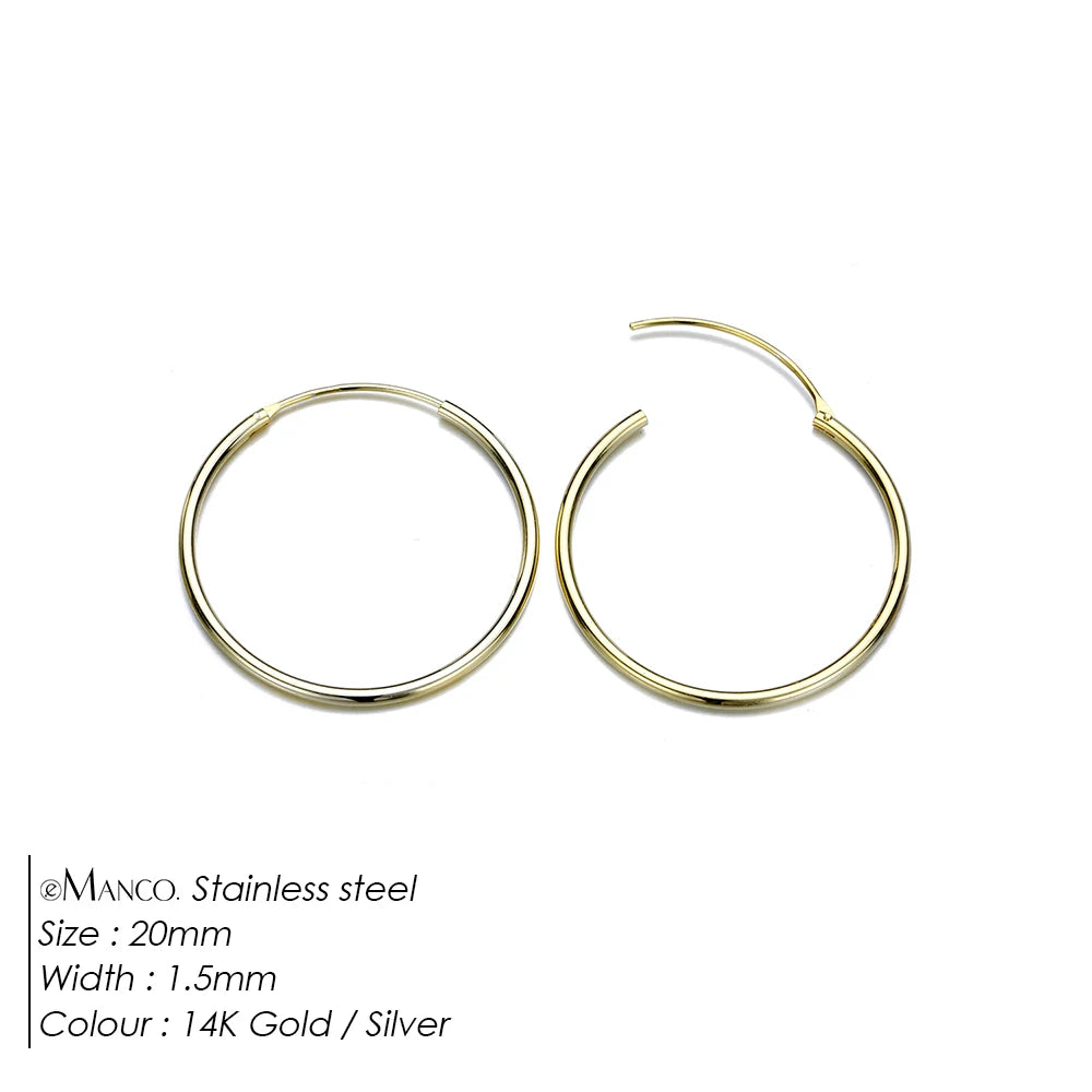 eManco Fashion Gold Size Circle Earrings Women's Jewelry Accessories Classic Stainless Steel Earrings Wholesale