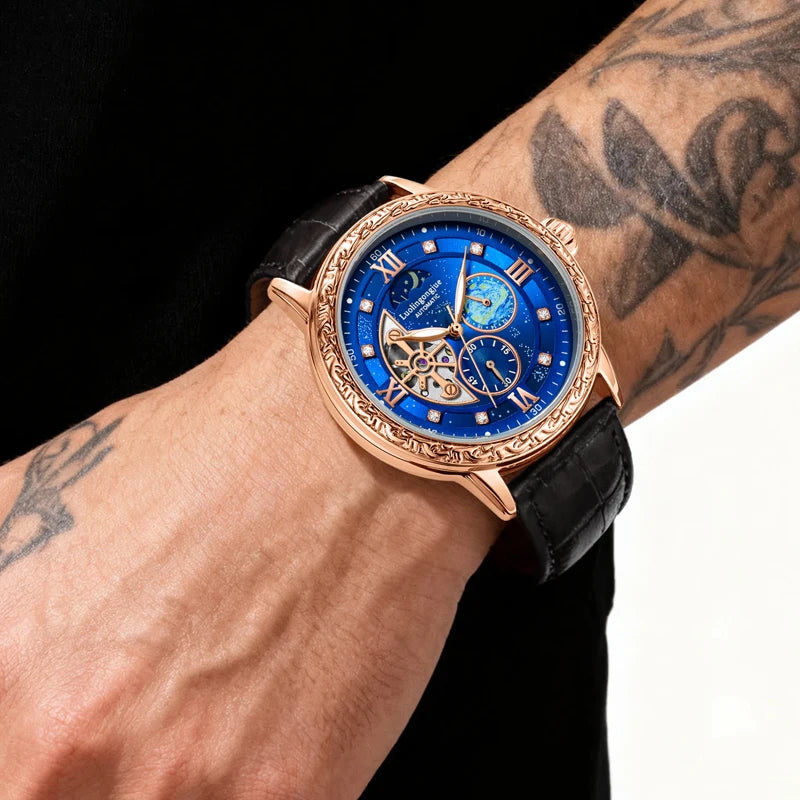 Luxurious Men's Business Automatic Mechanical Watch, with a Skeleton Design, Stylish, Casual, Simple, Versatile, and Multifunctional, a Handsome Watch for Men That Combines Luxury and Fashion, Perfect as a Gift during Holiday