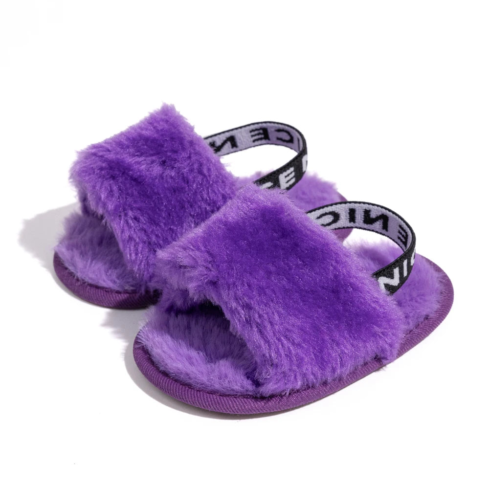 Hot Sale Soft Bottom Breathable Baby Shoes 0-18 Months Simple Elastic Walking Shoes Indoor Baby Girls Non-slip Fur Sandals