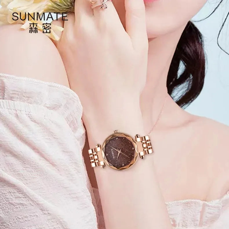 Luxury Ladies' Dress Watch with All-Star Design,Stylish Stainless Steel,Elegant Waterproof Quartz Watch,Comes with Watch Box