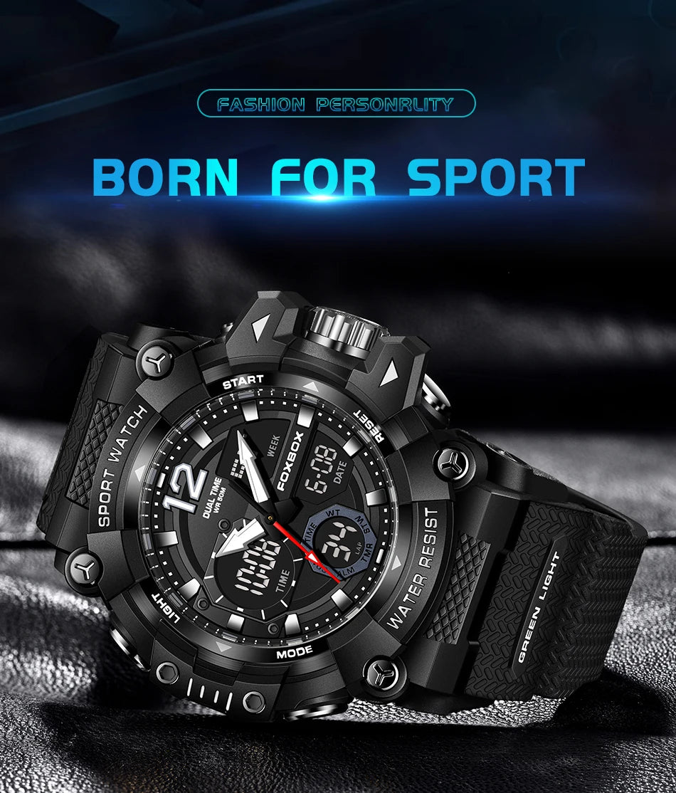 LIGE Fashion Sport Watches Men Shock Resistant 50M Waterproof Wristwatch LED Alarm Multi-function Watch Clock Military Men Watch