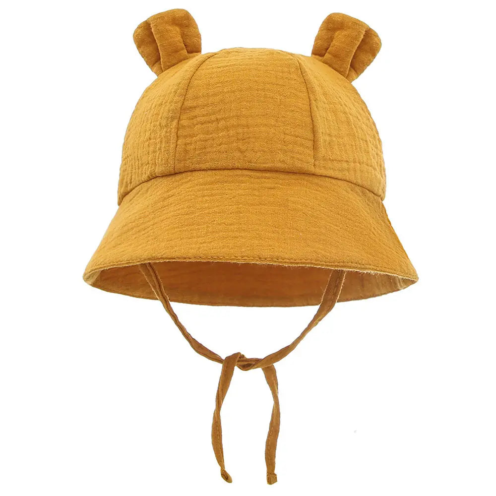 Soft Cotton Baby Sun Hat With Ears Cute Bunny Newborn Boys Girls Bucket Hat Summer Kids Toddler Panama Cap 0 to 12 Months