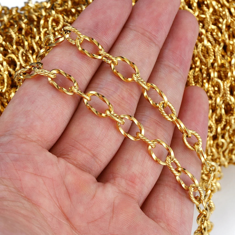 1meter Golden Stainless Steel Rolo Cable Bulk Chains for DIY Jewelry Making