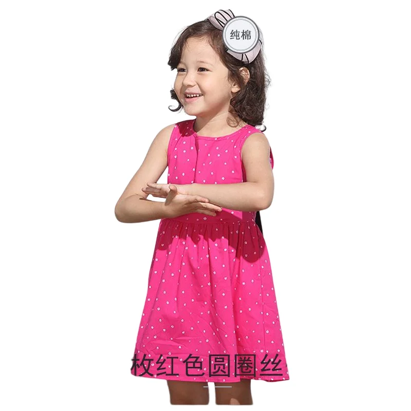 2025 Summer Girls Print Binding Rope Dress For 1-6Years Kids Cotton Sleeveless Sundress Baby Beach Above Knee Mini Casual Dress