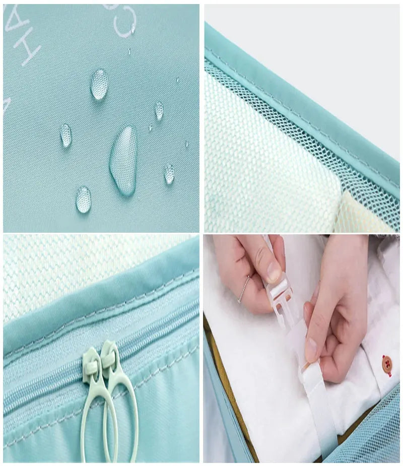 10/7 Pcs Set Travel Organizer Storage Bags Suitcase Packing Cubes Cases Portable Wardrobe Luggage Clothes Shoe Pouch Fold