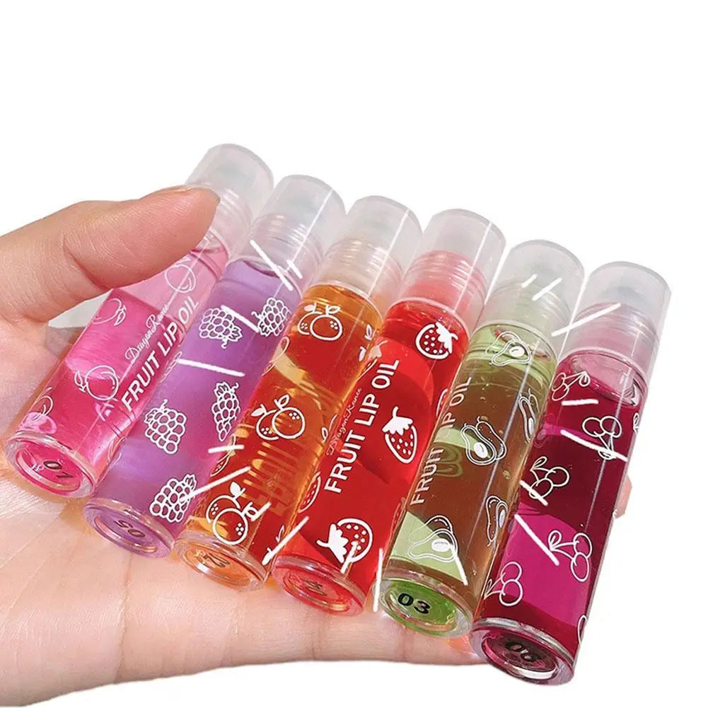 6 Colors Roll-on Fruit Essence Lip Balm Lip Oil Lip Moisturizing Mirror Primer Lip Lipstick Transparent Lip Oil Mirror Randomly