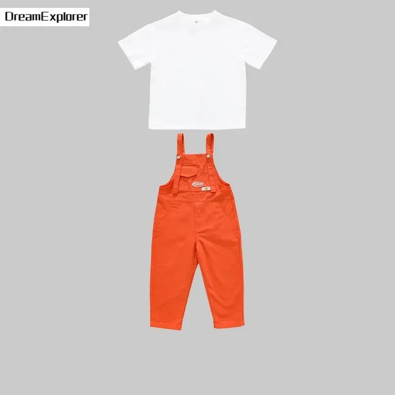 Boys Hip Hop Loose Colorful Overalls Girls Patchwork Dungaree Children Candy Color Jumpsuit Street Dance Romper Kids Streetwear