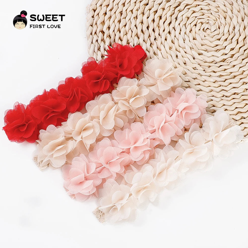 Pink Baby Flower Headband Pink Chiffon Hair Bands Handmade DIY Headwear Hair Accessories for Kids Children Newborn Toddler