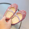 Children's 2025 new single shoe girls' fashion show sequined crystal shoes baby Baotou fashionable soft soled princess shoes