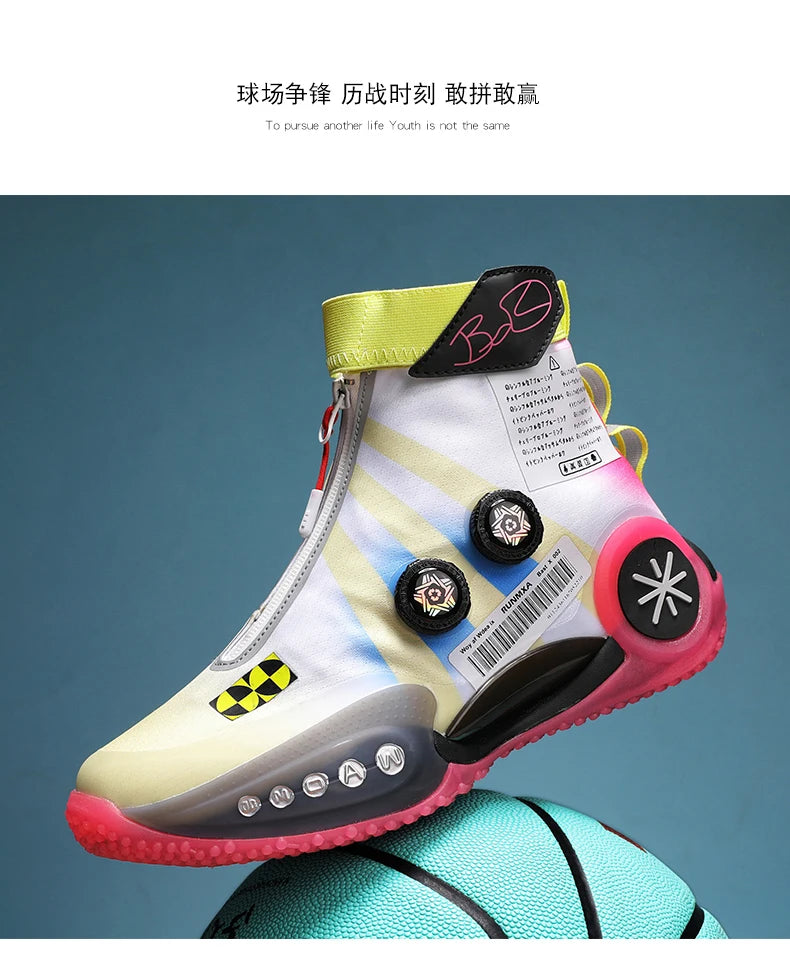 Men's Basketball Shoes Breathable Cushioning Non-Slip Wearable Runing Shoes Gym Training Athletic Basketball Sneakers for Women