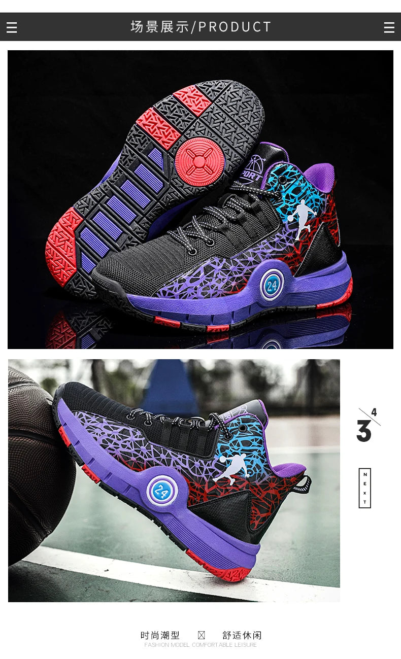 Basketball Shoes Men Field Training Non-slip High-top Luxyry Design Mesh Breathable Sneakers Pro Original Kids Basketball Boots