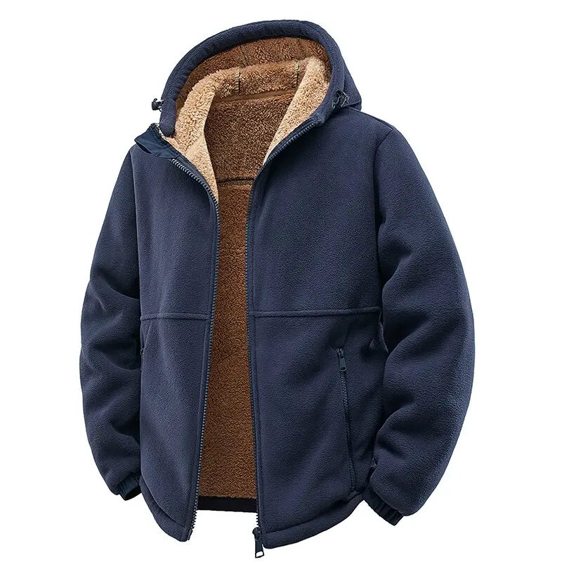 New Autumn and Winter Fashion Solid Color Thick Warm Lamb Wool Jacket For Men's Casual Loose Sports Windproof Plus Size Jacket