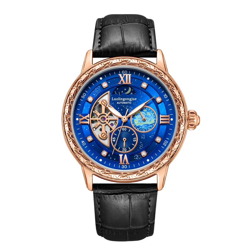 Luxurious Men's Business Automatic Mechanical Watch, with a Skeleton Design, Stylish, Casual, Simple, Versatile, and Multifunctional, a Handsome Watch for Men That Combines Luxury and Fashion, Perfect as a Gift during Holiday