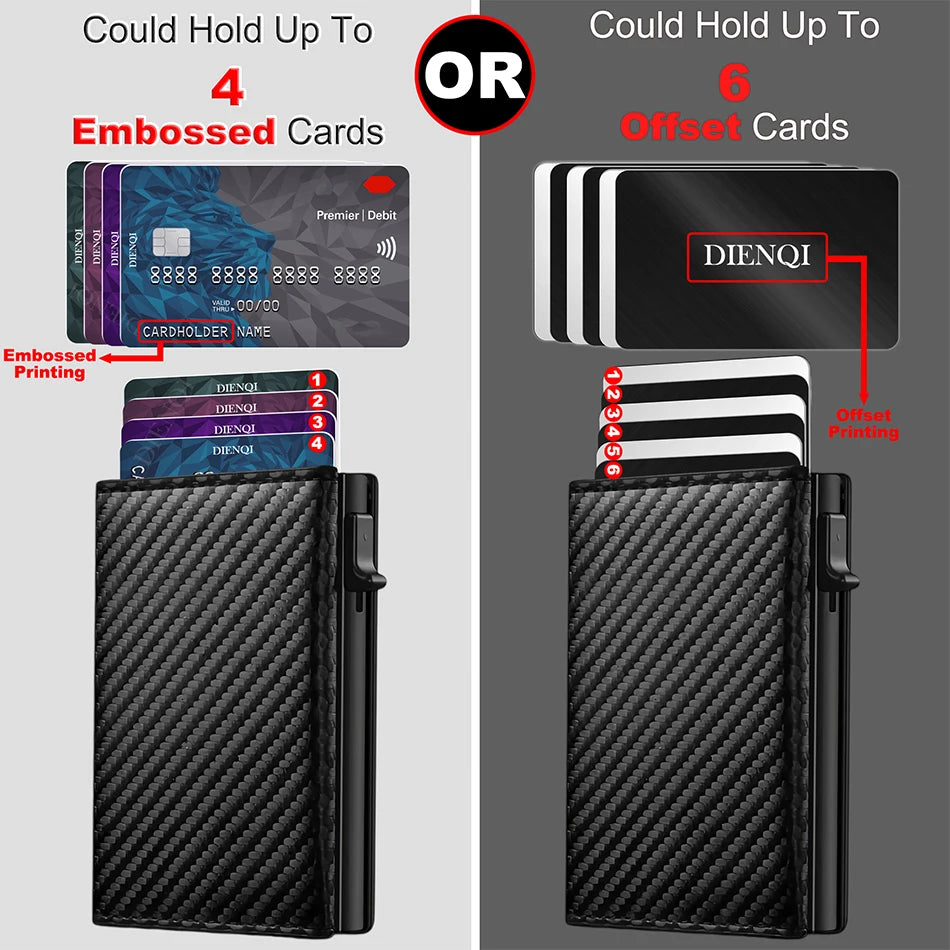 RFID Blocking Credit Card Holders Wallet Men Luxury Ultra Thin Automatic Pop Up Metal Minimalist Wallets Money Clips with Zipper