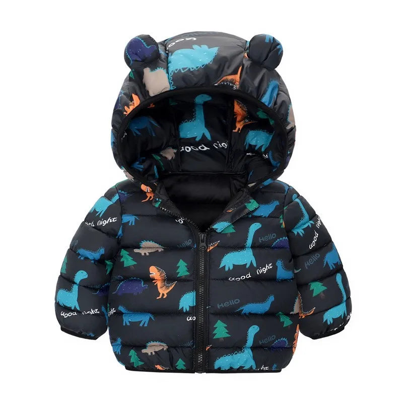 Kids Dinosaur Hooded Winter Jacket