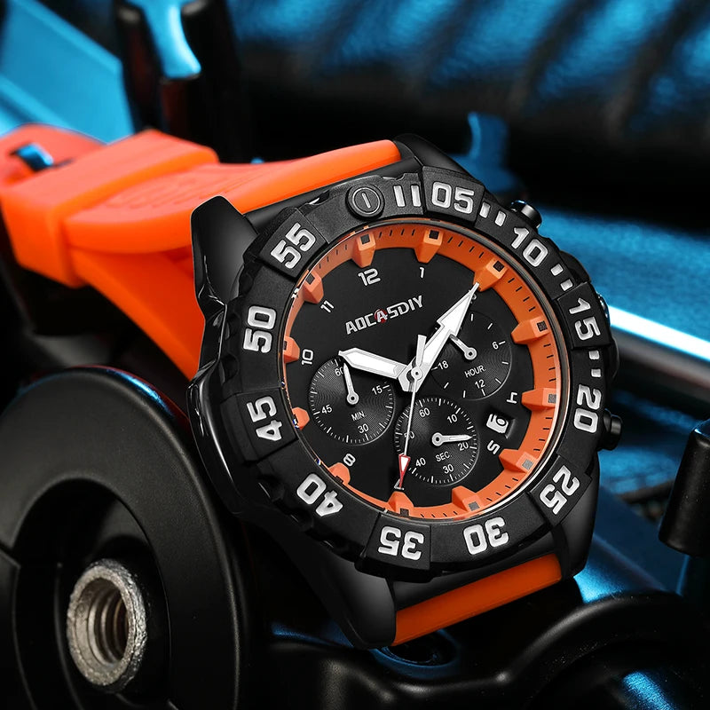 Luxury Men Clock Sport Watch For Men High Quality Waterproof Wrist Watches Chronograph Calendar Luminous Wristwatch reloj hombre