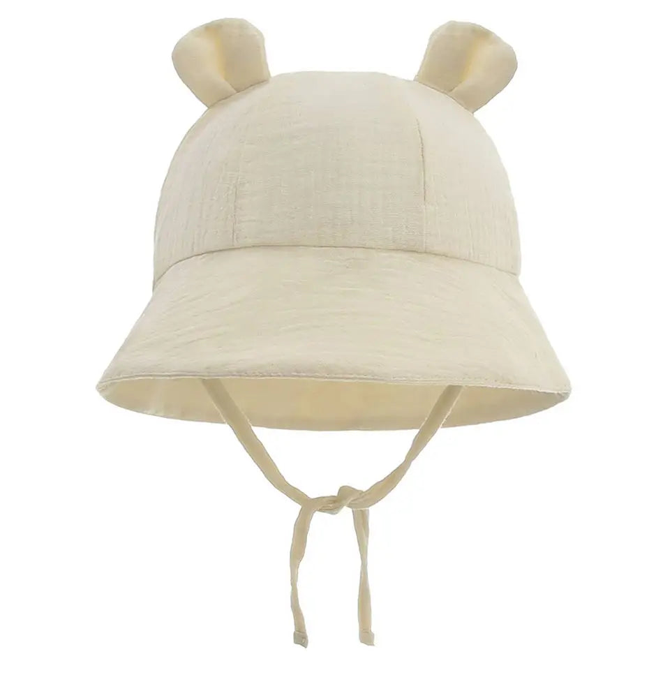 Soft Cotton Baby Sun Hat With Ears Cute Bunny Newborn Boys Girls Bucket Hat Summer Kids Toddler Panama Cap 0 to 12 Months