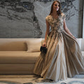 Customized Elegant Party Dresses for Eid Celebrations V Neck Cap Sleeve Wedding Guest Gown Pleated Check Maxi Dress for Women