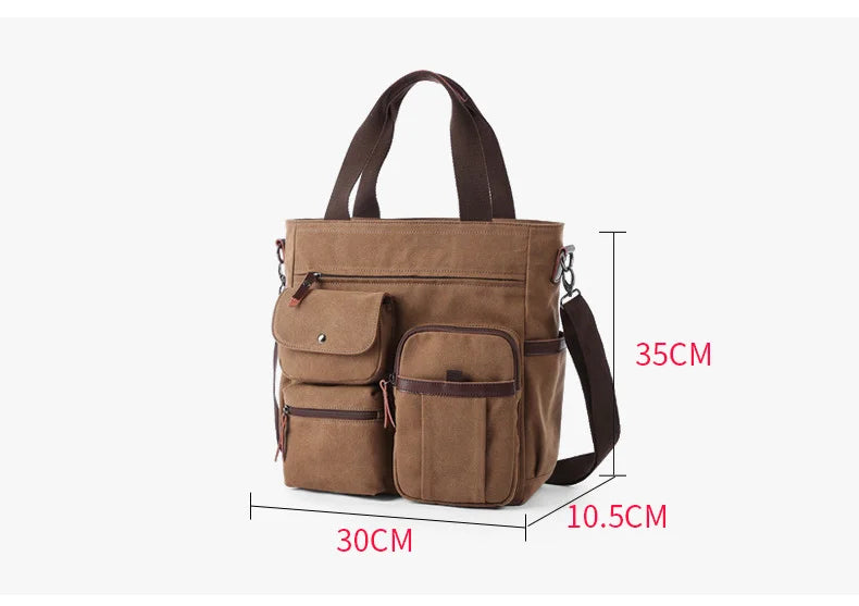 Men's Handbags Briefcase Canvas Shoulder Bag Man for Documents Large Capacity Tote Laptop Bag Crossbody Travel Bags Vintage K004