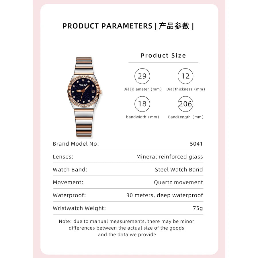Luxury ladies' watch, mechanical wind waterproof stainless steel watch, high-quality quartz ladies' watch