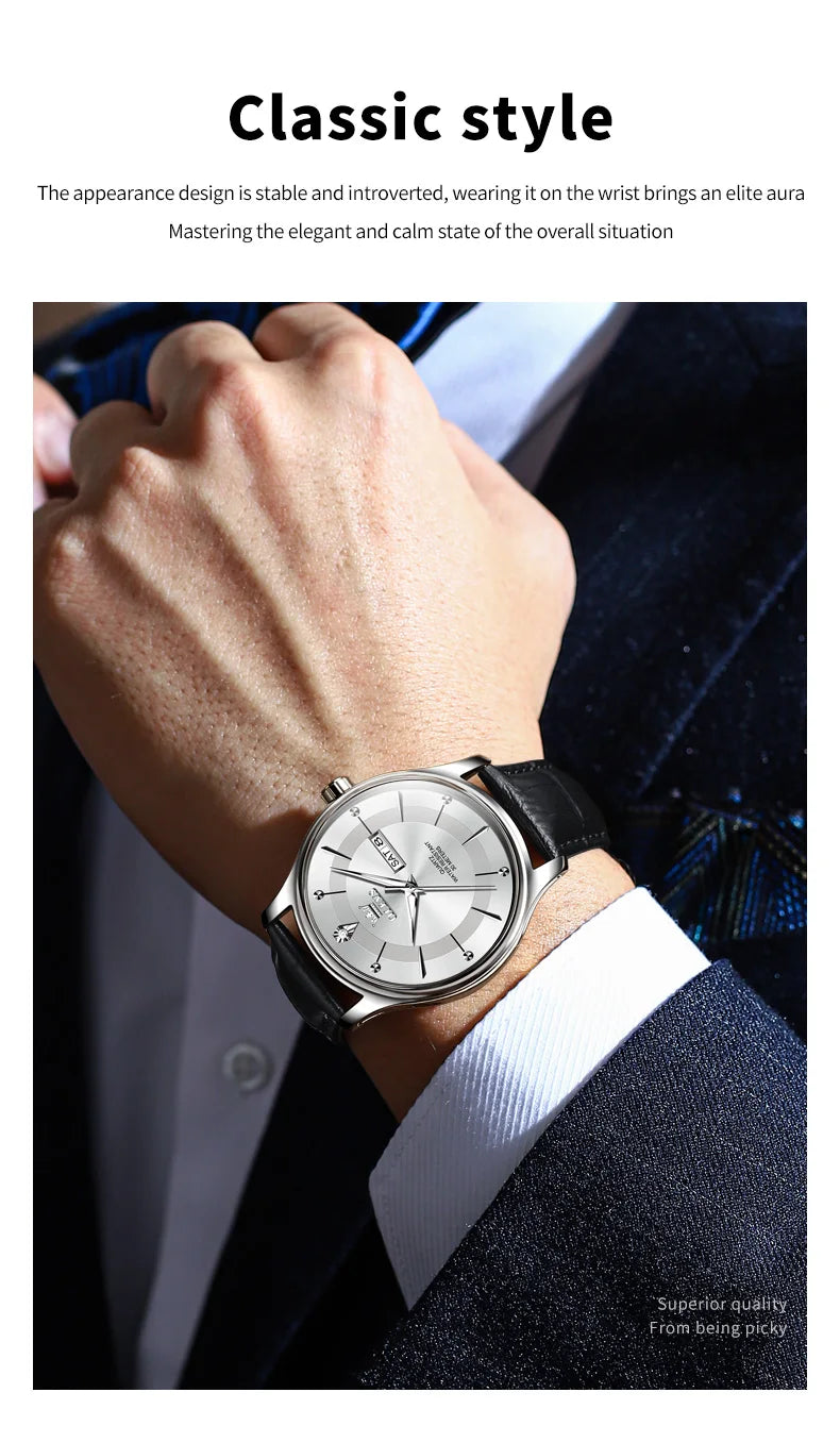 OLEVS Men's Watches Business Simply Original Quartz Watch for Man Waterproof Stainless Steel Luminous Hands Date Week