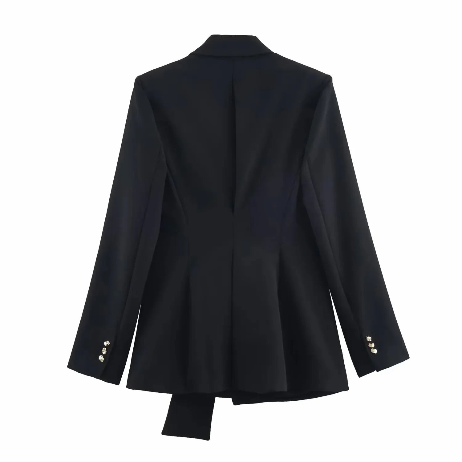 Women Suit Pants Two-Piece Set Buckle Decoration Long Sleeve Blazer Coat + Straight-Leg Pants 2 Pieces Sets Chic Woman Outfits