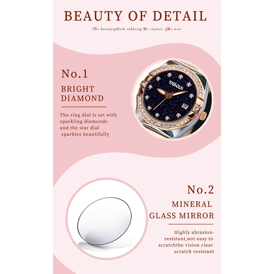 Luxury ladies' watch, mechanical wind waterproof stainless steel watch, high-quality quartz ladies' watch