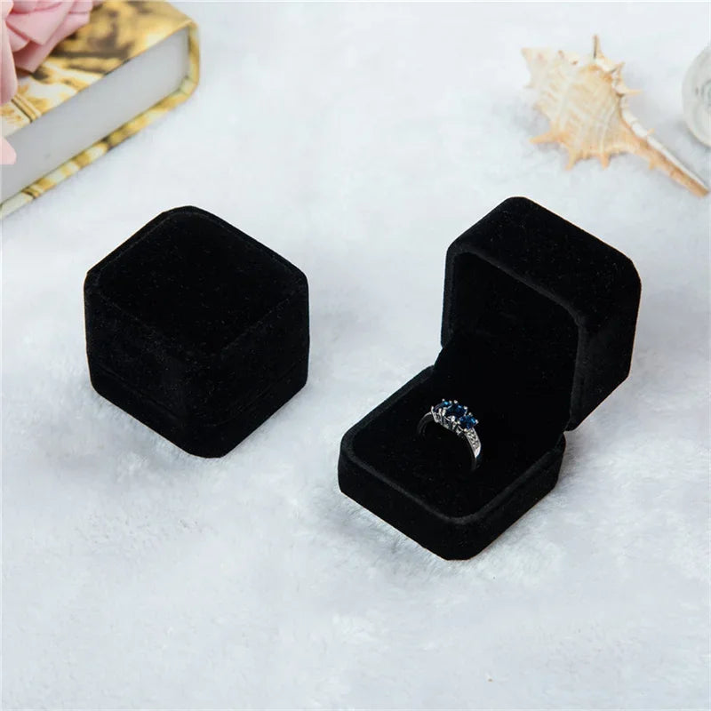 Rounded Flannelette Ring Box Flocking Jewelry Storage Organizer for Studs Badges - Soft Jewelry Box for Ring Protection
