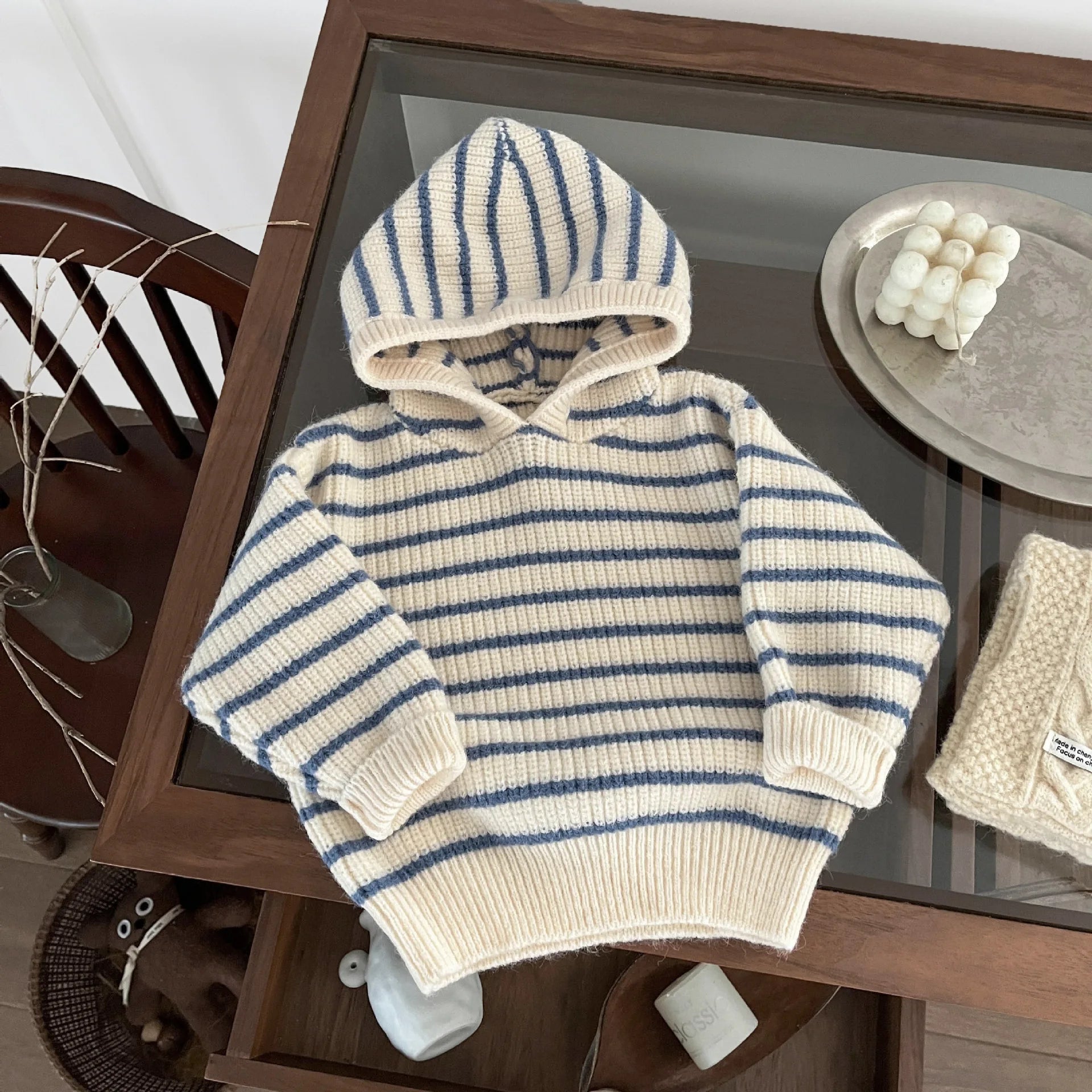 Ins Baby Clothing Korean Style Fashion Casual Soft Comfortable Knitwear Top Winter New Boys Girls Baby Thick Striped Romper