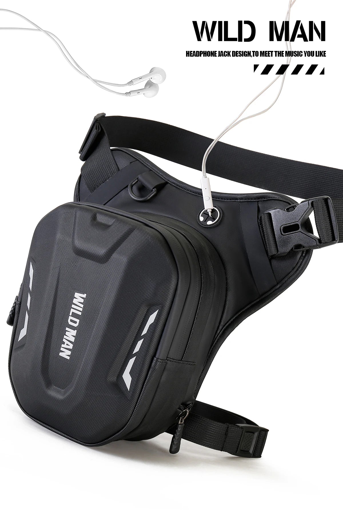 WILD MAN Motorcycle Leg Bag for Men - Riding Waist Bag, Biker Motorcycle Hard Shell Bag, Sports Messenger Bag, Travel Equipment