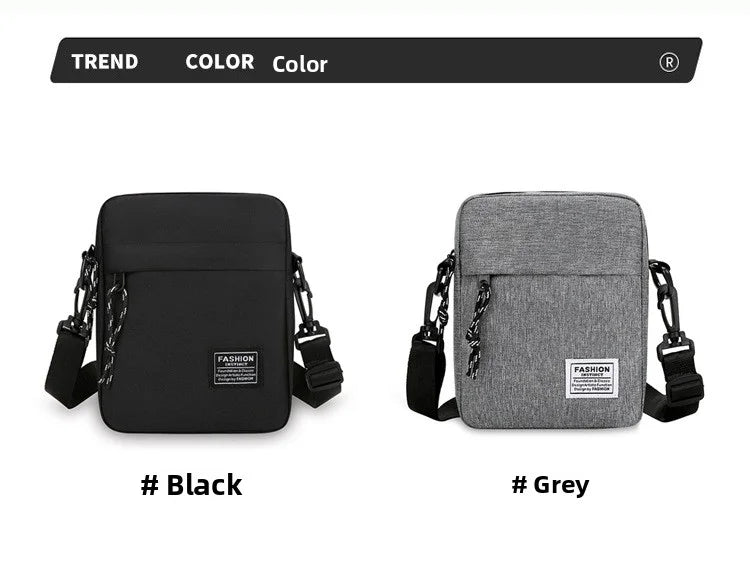 Men's bag, available in single shoulder or cross-body design, suitable for daily use during school. Made of nylon material.