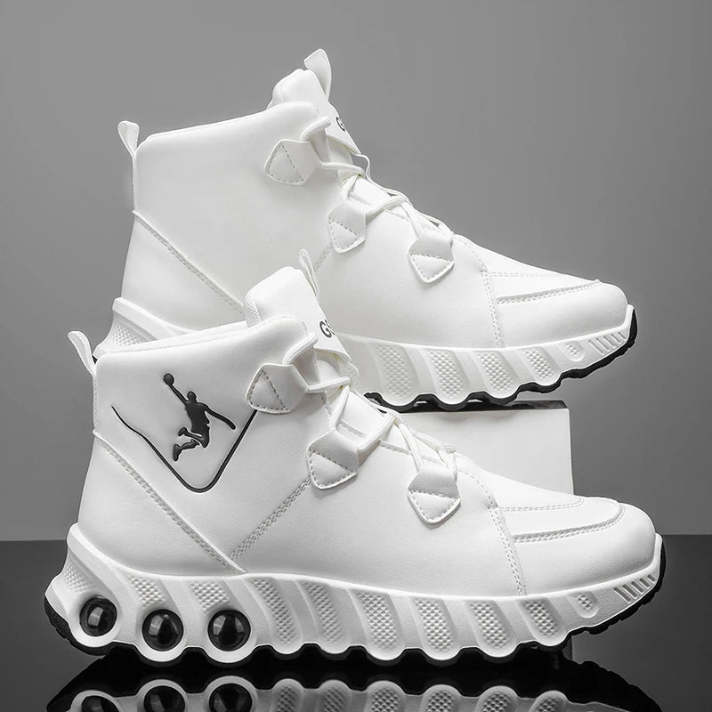One pair of simple and fashionable mid-top basketball shoes. Thickened, soft, shock-absorbing, wear-resistant