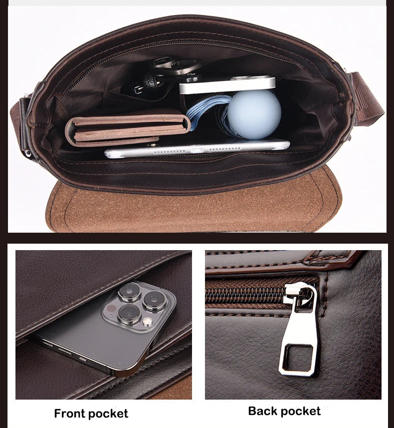 Luxury Brand Leather Messenger Bag Man Handbag Crossbody Side Bag For Men Business Office Work Bag Male Small Shoulder Bag