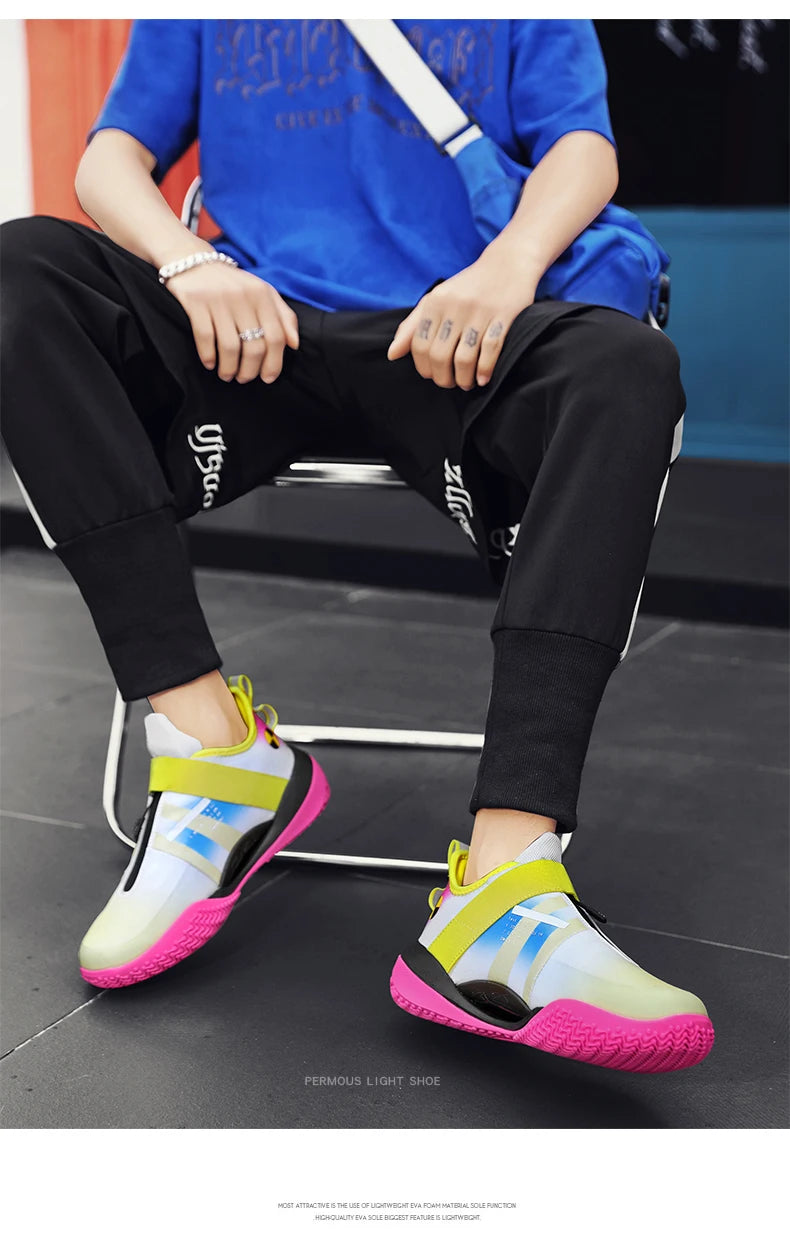Men's Basketball Shoes Breathable Cushioning Non-Slip Wearable Runing Shoes Gym Training Athletic Basketball Sneakers for Women
