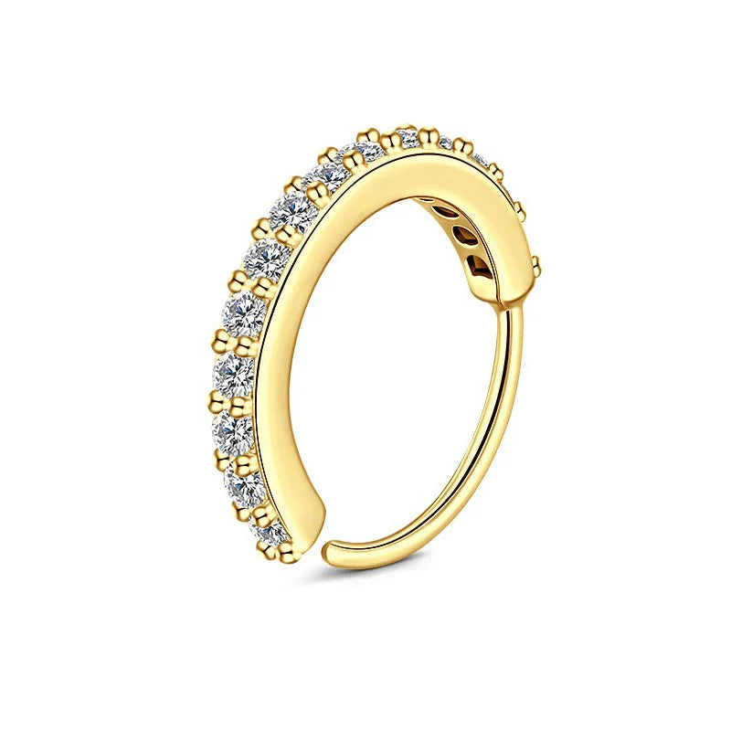 Cubic Zircon Fake Nose Ring for Women Stainless Steel Round Cartilage Tragus Helix Ear Nose Piercing Falso Nariz Body Jewelry
